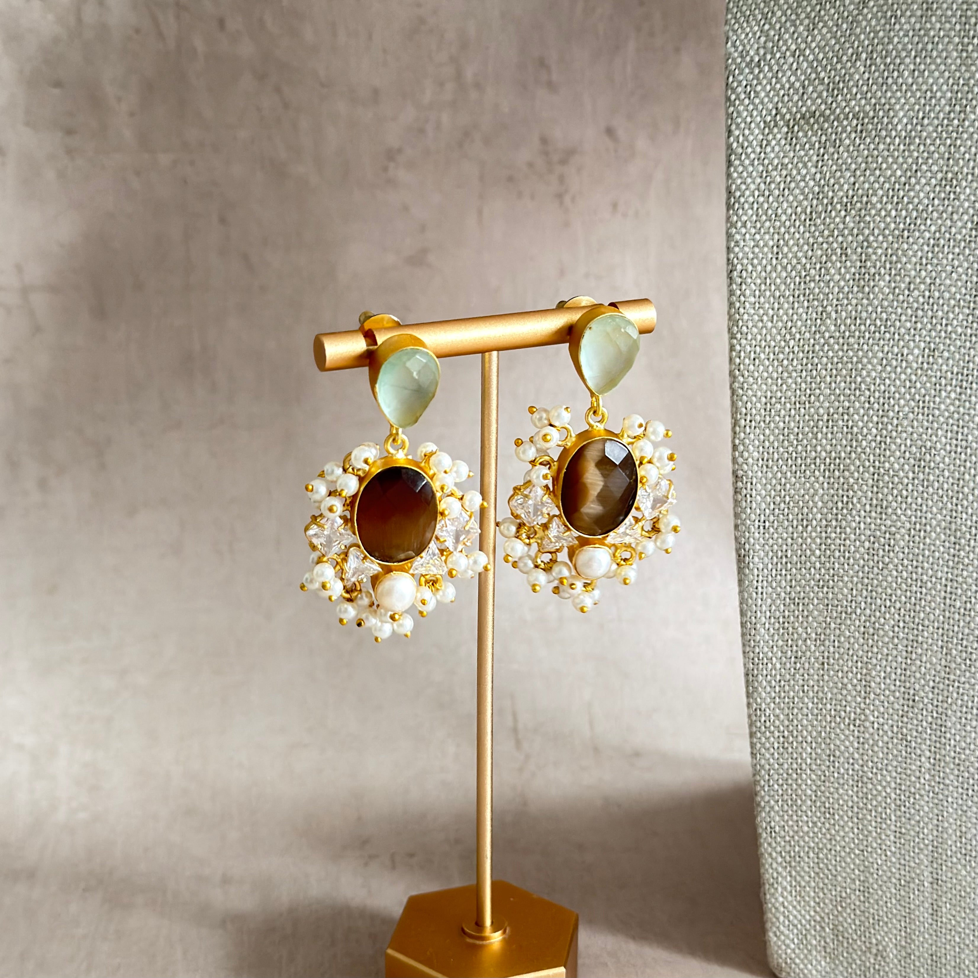 Elina Espresso Crystal Necklace Set - Ahseya & Co