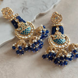 Maha Navy Kundan Drop Earrings