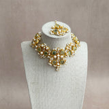Aaliyah Olive Crystal Choker Set - Ahseya & Co