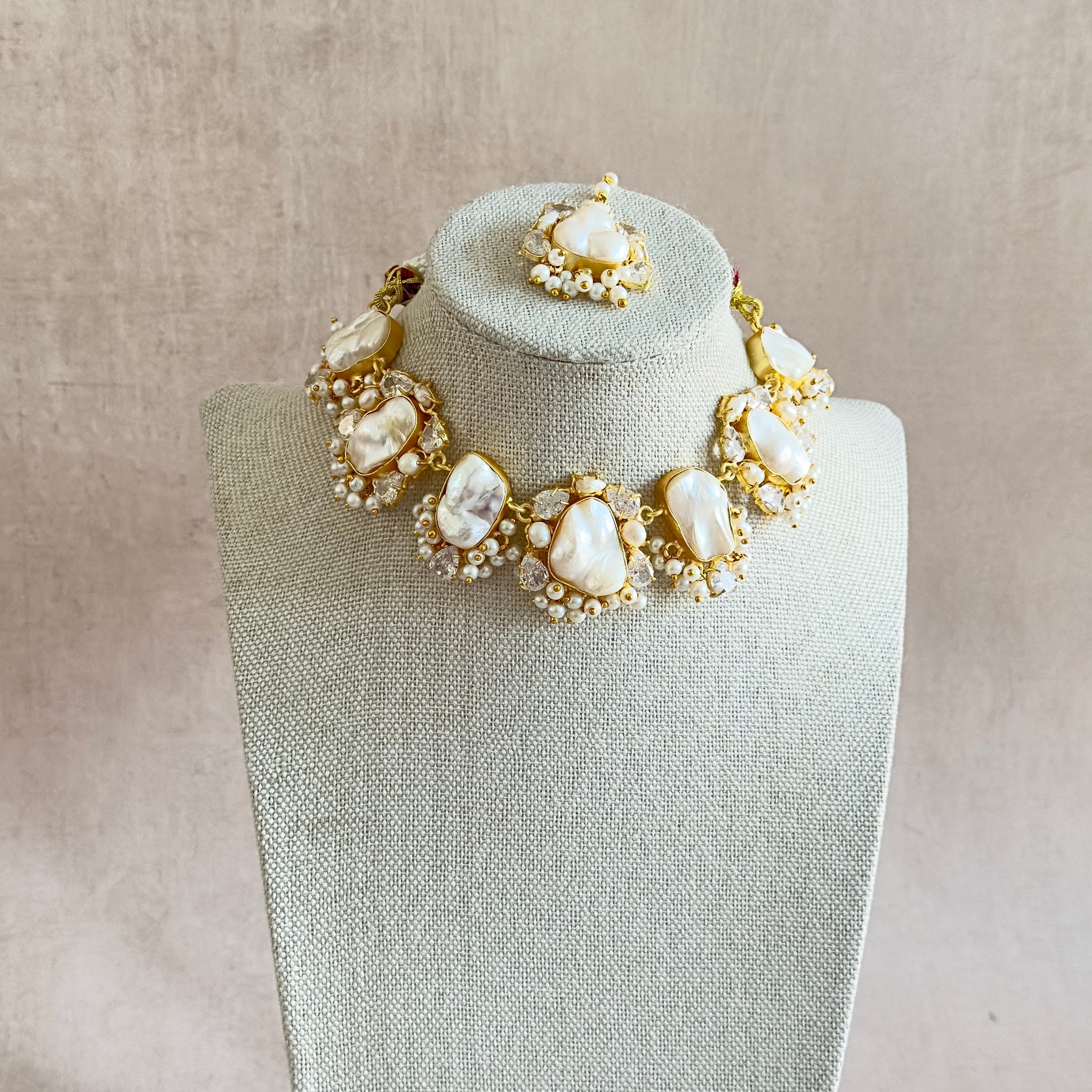 Meher Baroque Pearl Choker Set - Ahseya & Co
