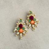 Areesha Maroon Pearl Stud Earrings