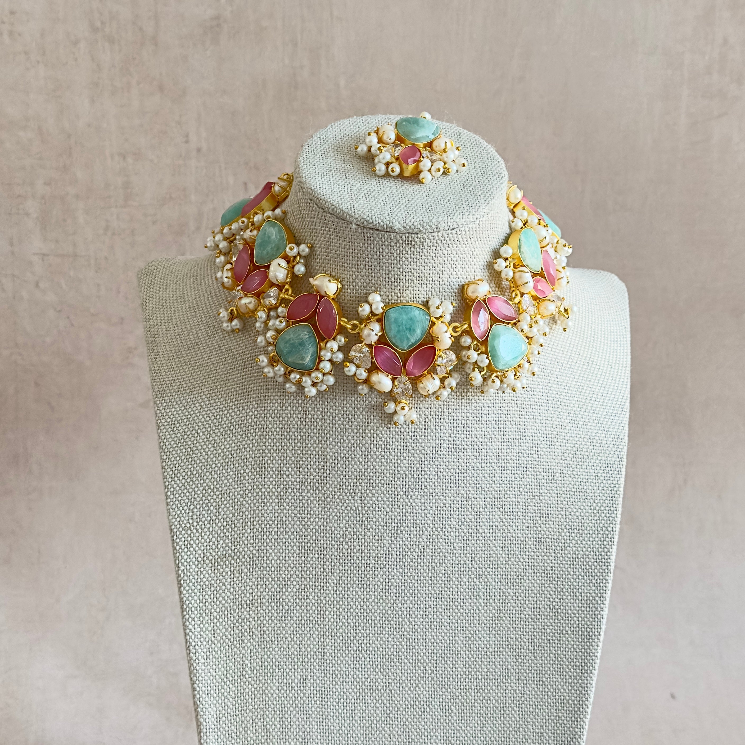 Giselle Jade Pink Choker Set - Ahseya & Co