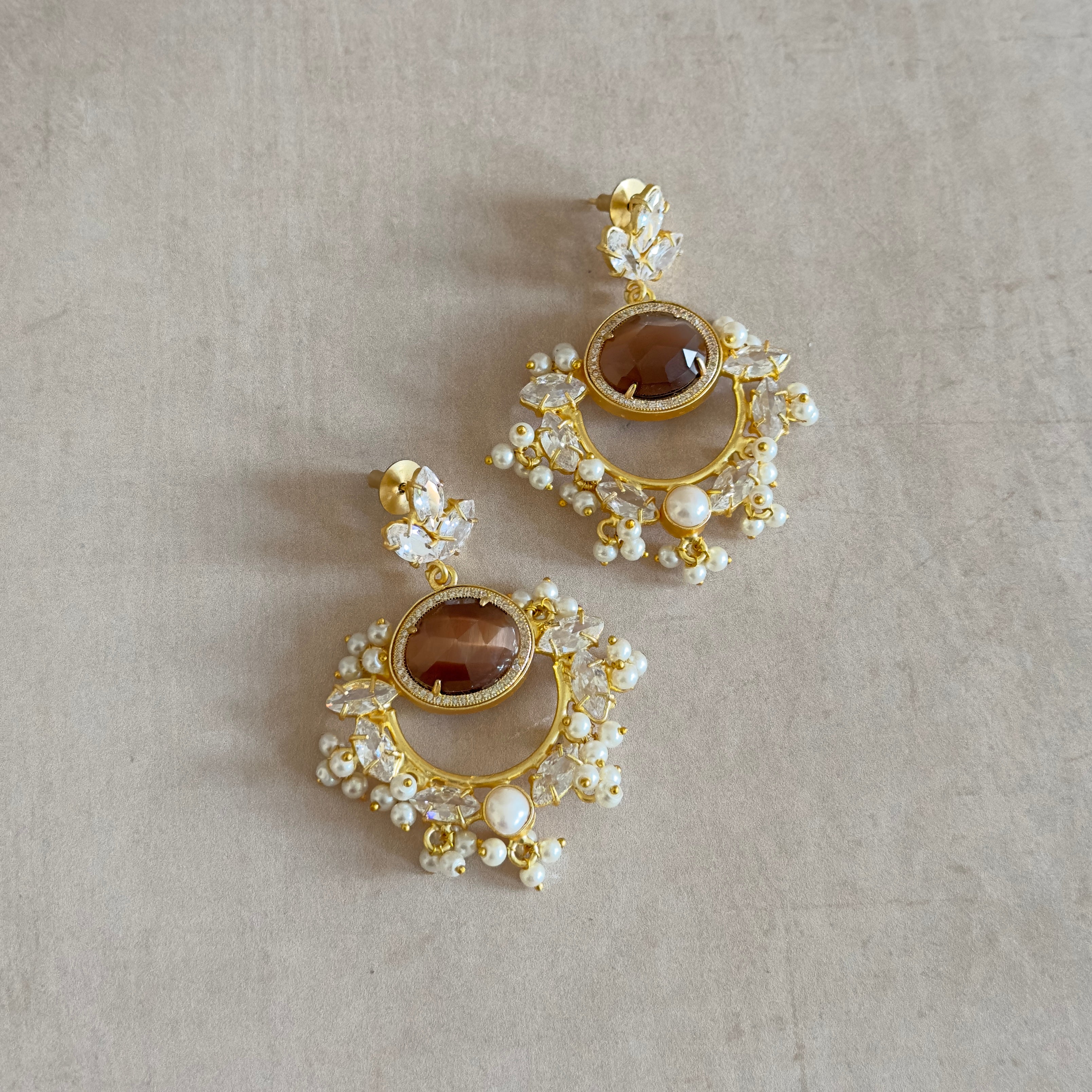 Jasmine Brown Crystal Earrings - Ahseya & Co