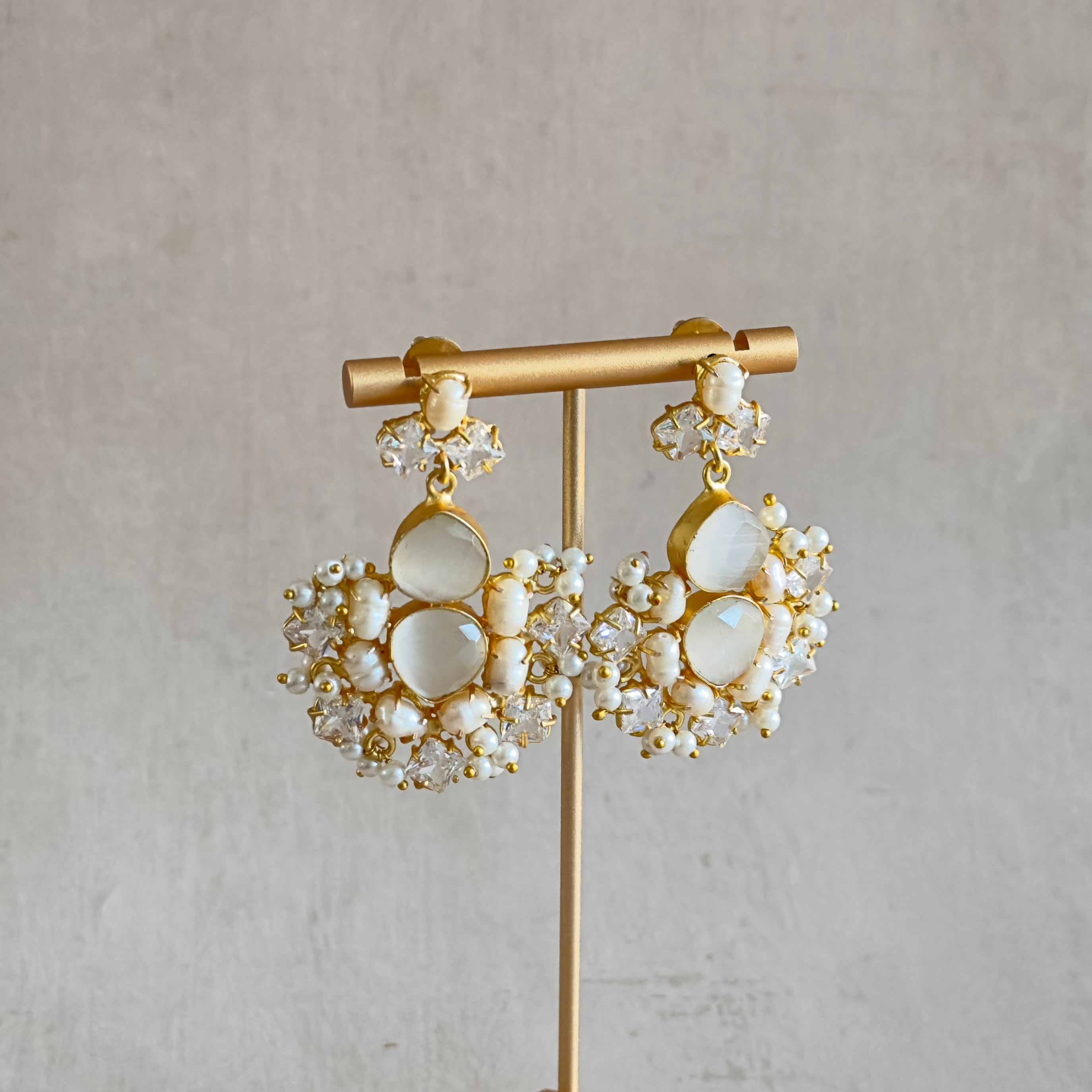 Jamila Grey Pearl Drop Earrings - Ahseya & Co
