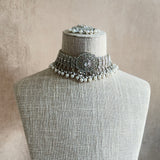 Zareefa Silver Choker Set - Ahseya & Co