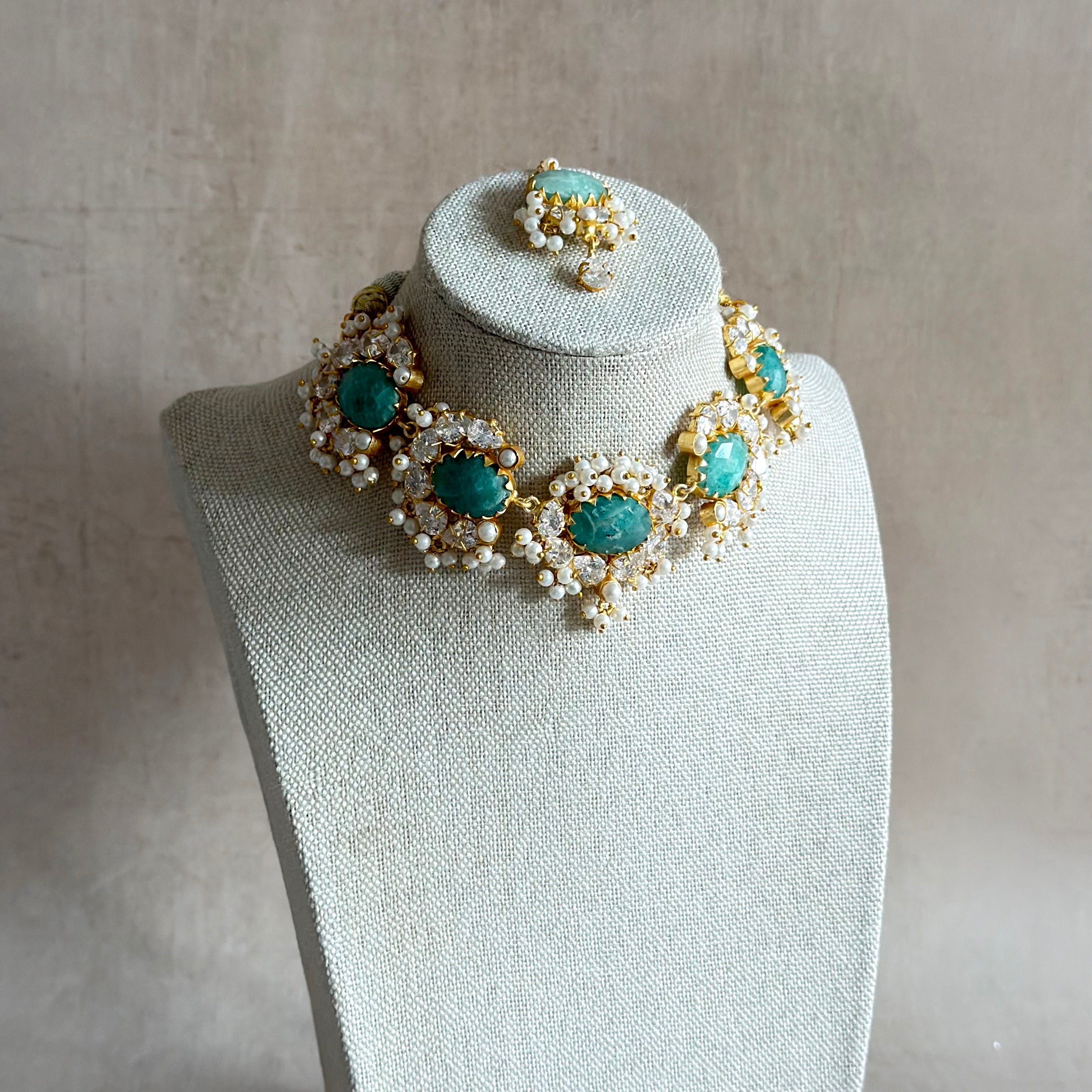 Inaliya Jade Crystal Choker Set - Ahseya & Co