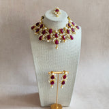 Mahnoor Maroon Crystal Necklace Set