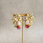 Shahira Pink Pearl Crystal Stud Earrings - Ahseya & Co