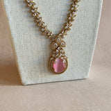 Zoya Pink Crystal Necklace Set