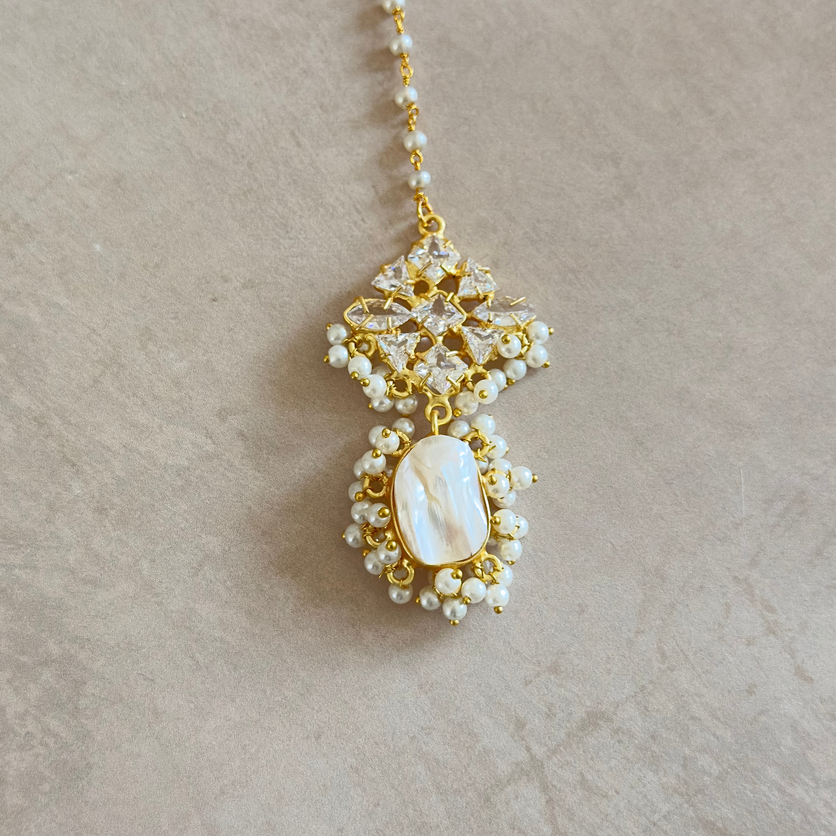 Melina Pearl Crystal Choker Set - Ahseya & Co
