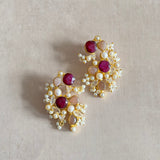 Anfal Maroon Stud Earrings
