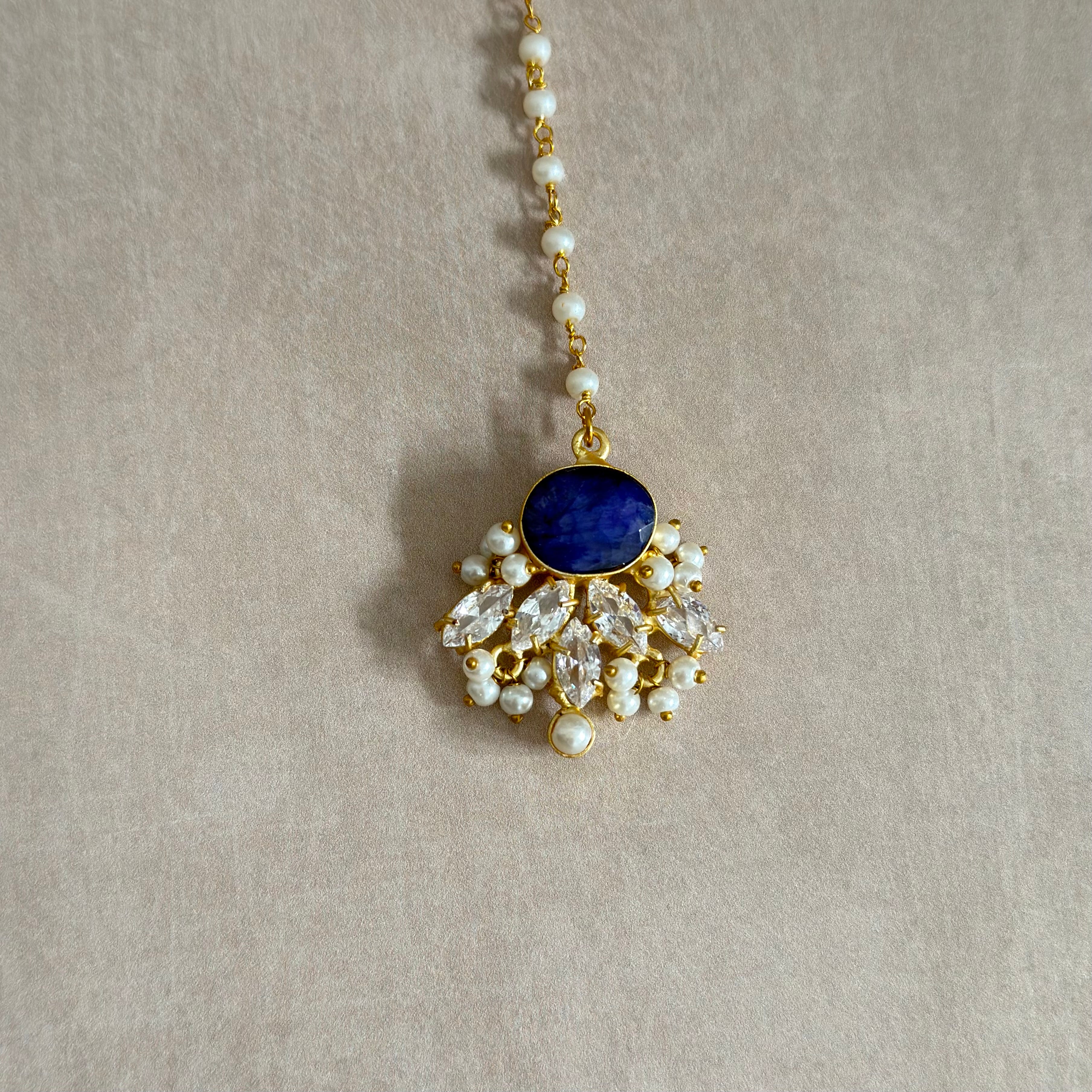 Athena Navy Blue Necklace Set - Ahseya & Co