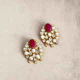 Lotus Fuchsia Pearl Stud Earrings