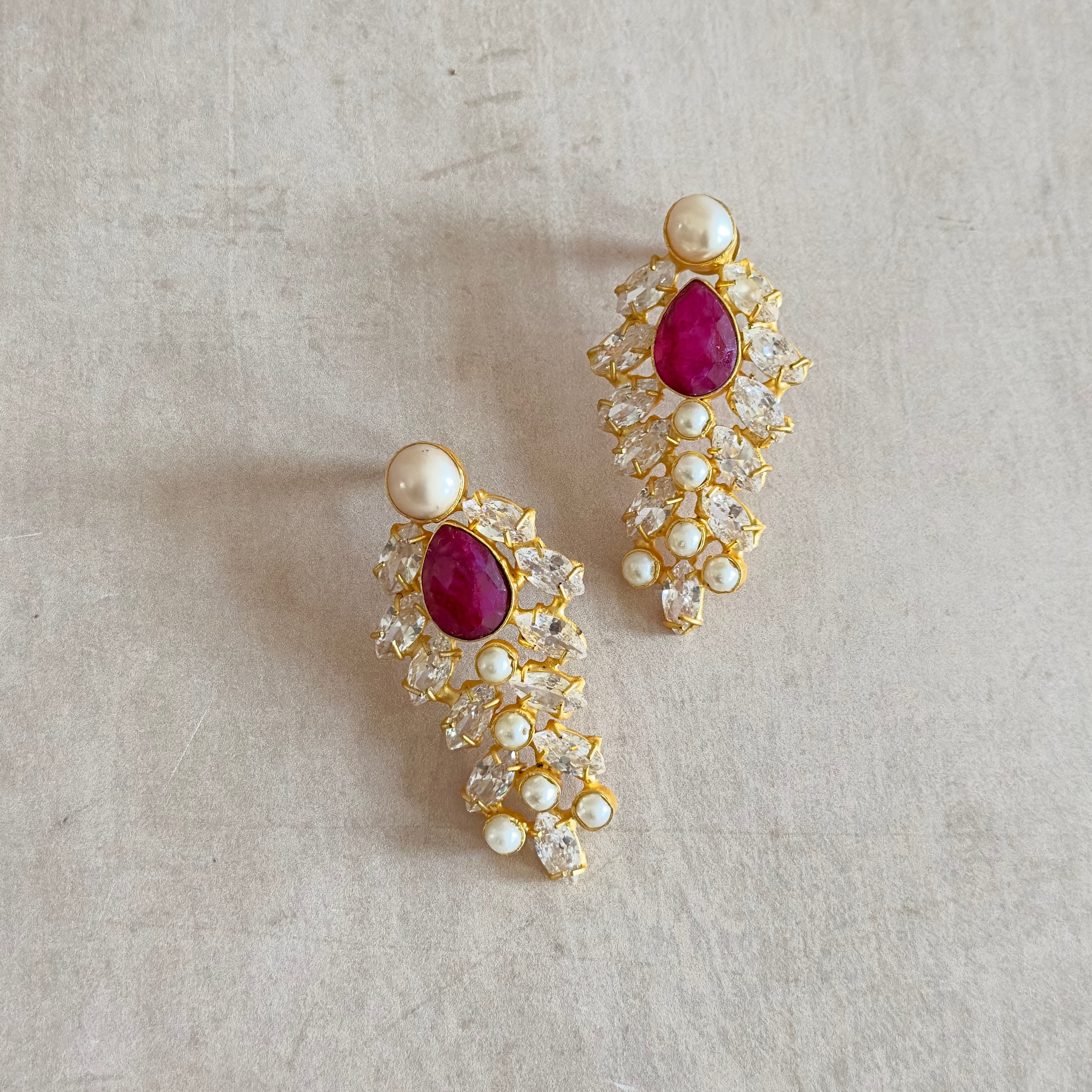 Iraya Fuchsia Pearl Stud Earrings - Ahseya & Co