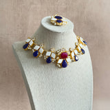 Durrah Navy Pearl Necklace Set