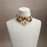 Areej Green Pink Necklace Set
