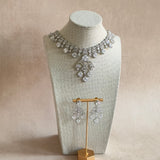 Kifah Silver Crystal Necklace Set. - Ahseya & Co