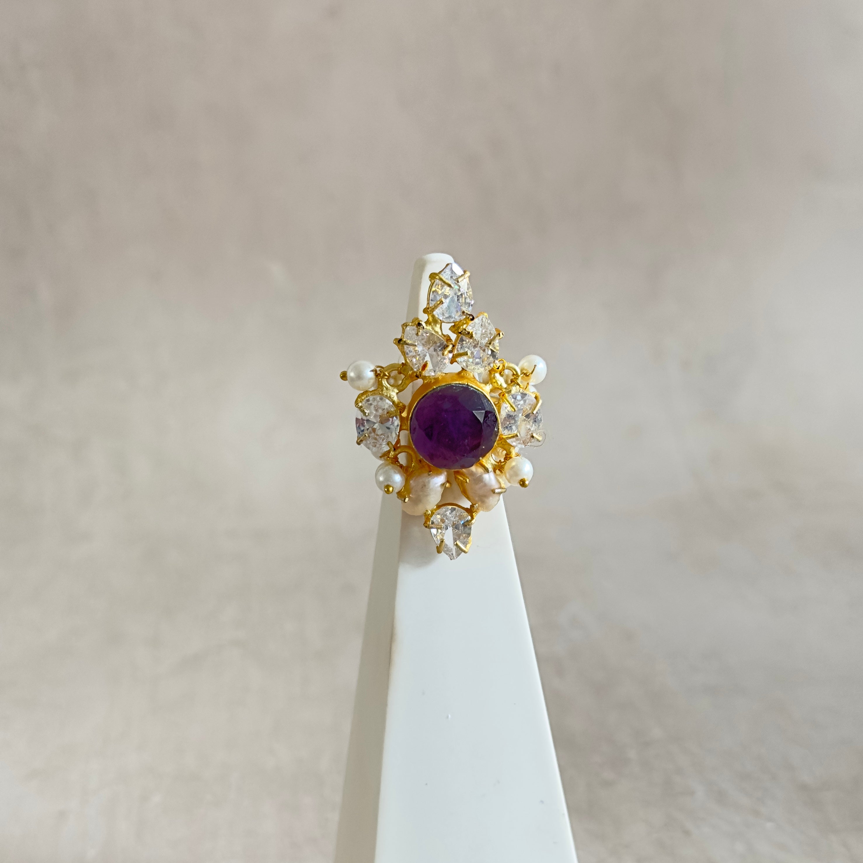Daisy Purple Crystal Ring - Ahseya & Co