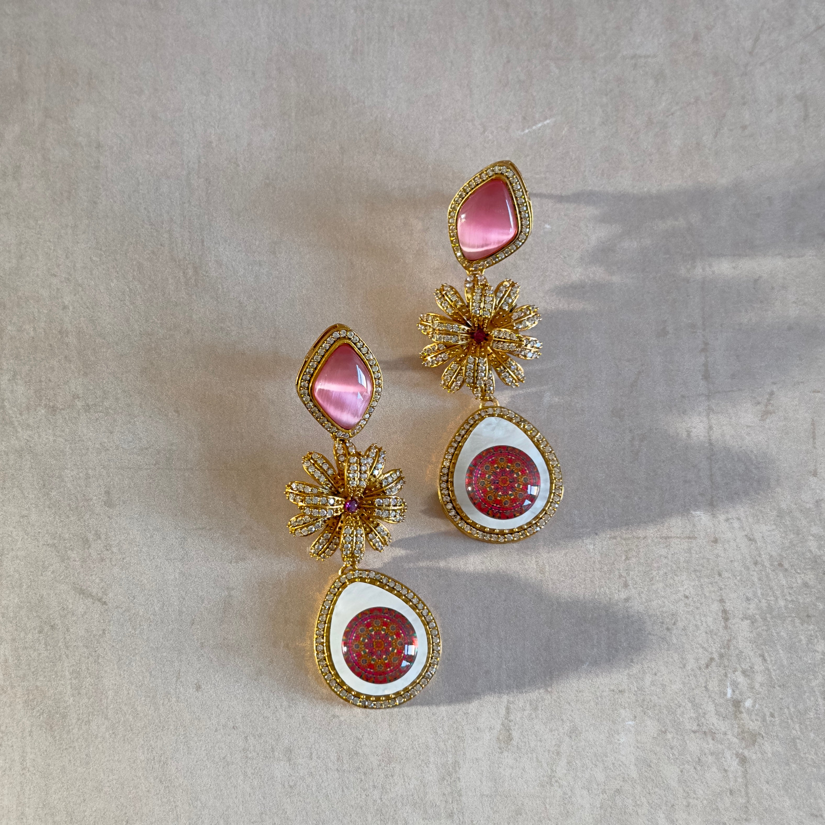 Labeeba Pink Drop Earrings - Ahseya & Co