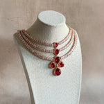 Preeya Red Crystal Necklace Set - Ahseya & Co