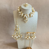 Inaya Crystal Pearl Choker Necklace Set