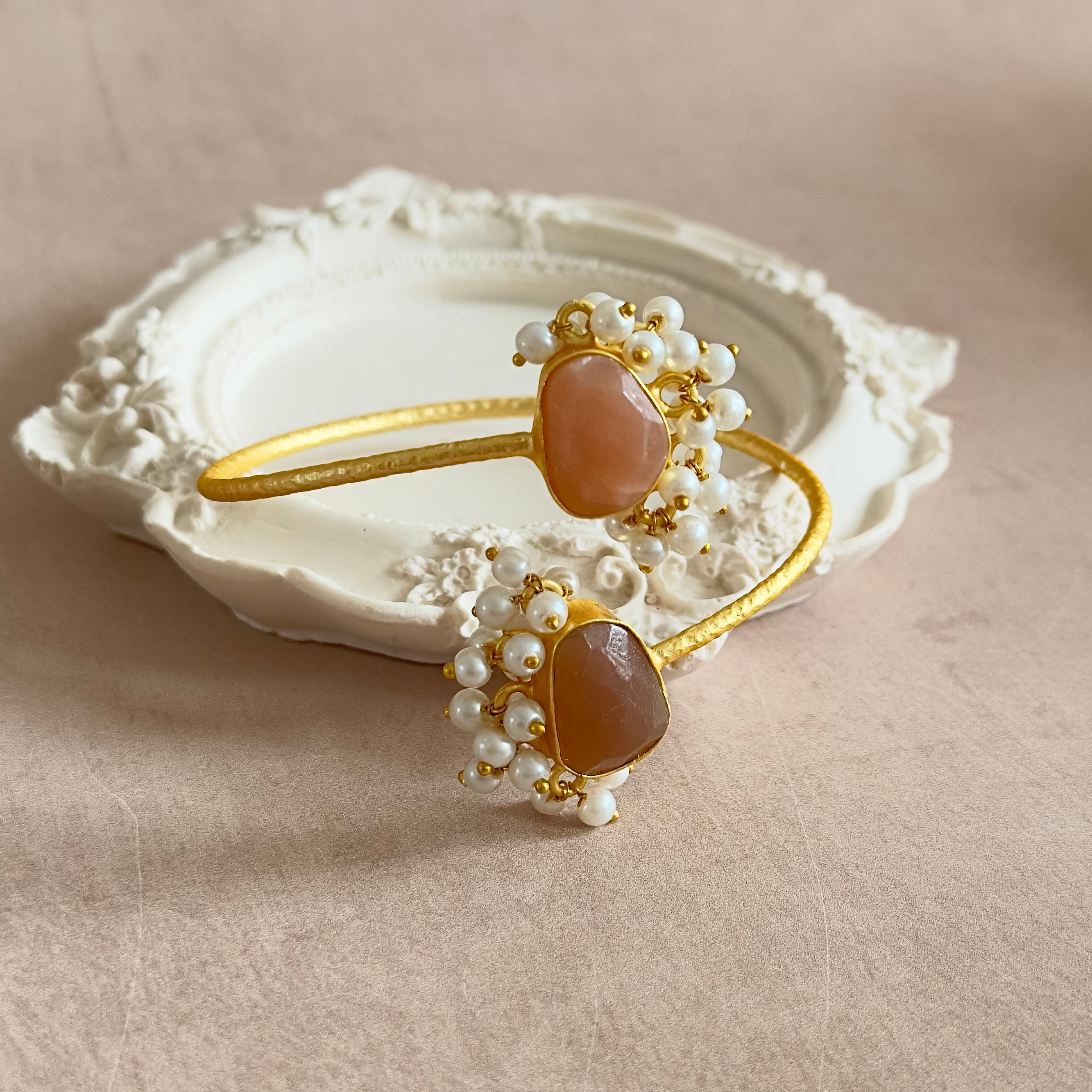 Nora Peach Gold Cuff Bracelet - Ahseya & Co