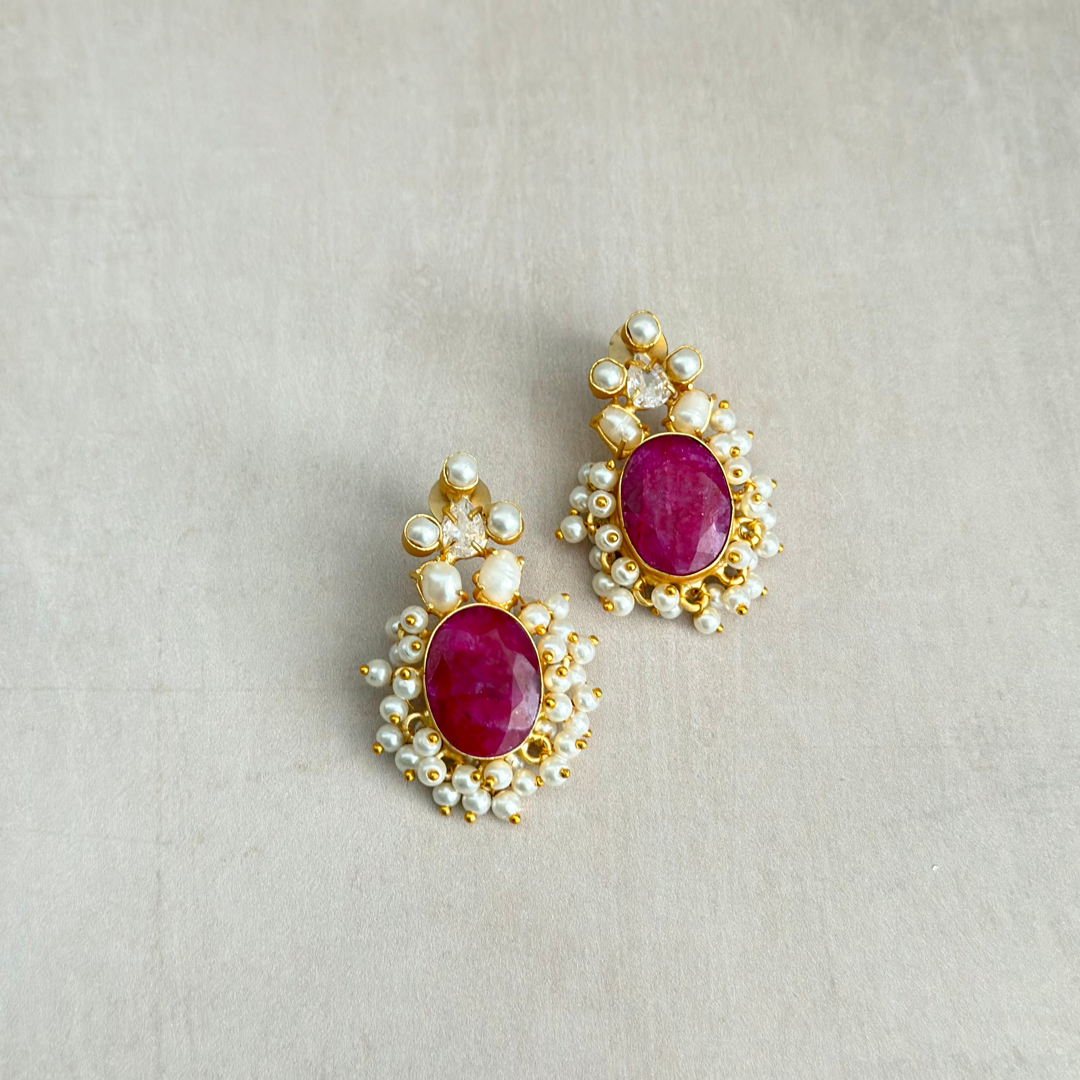 Mika Fuchsia Stud Earrings - Ahseya & Co