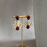 Joelle Maroon Crystal Choker Set
