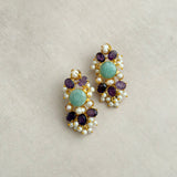 Ruby Purple Jade Stud Earrings