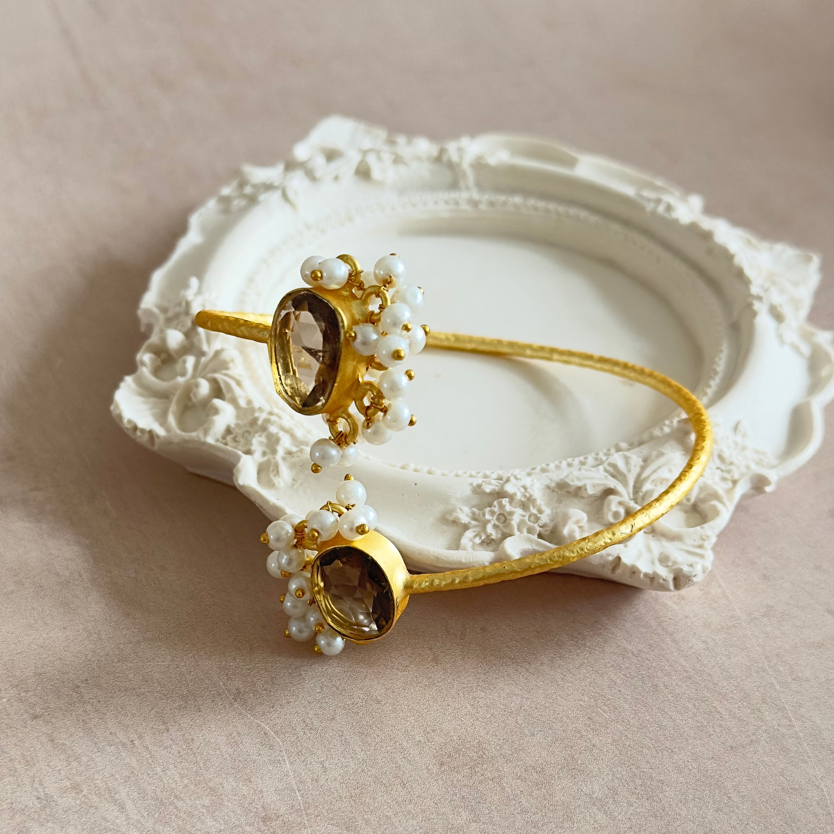 Nora Espresso Gold Cuff Bracelet - Ahseya & Co