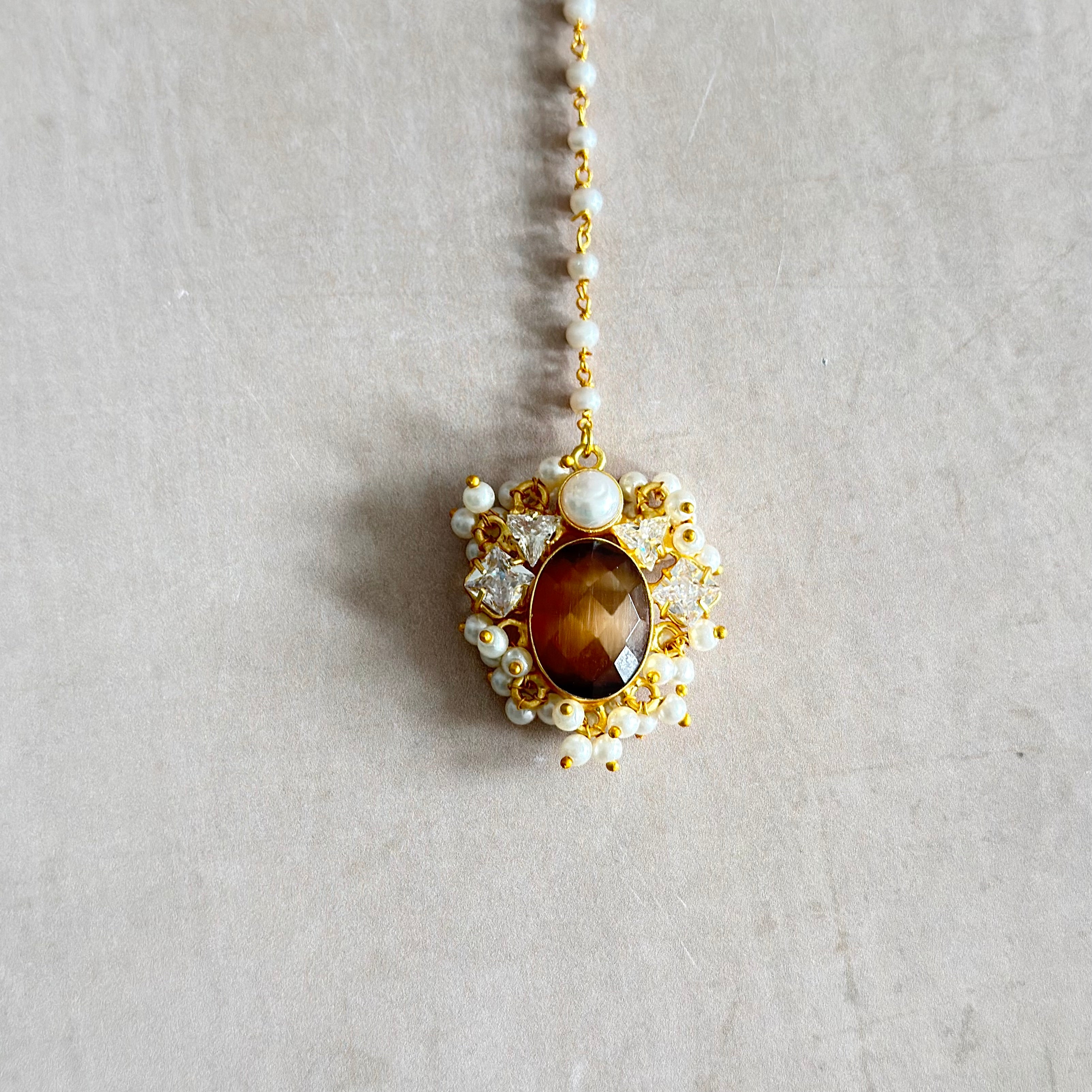 Elina Espresso Crystal Necklace Set - Ahseya & Co