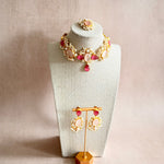 Elina Pink Crystal Necklace Set - Ahseya & Co