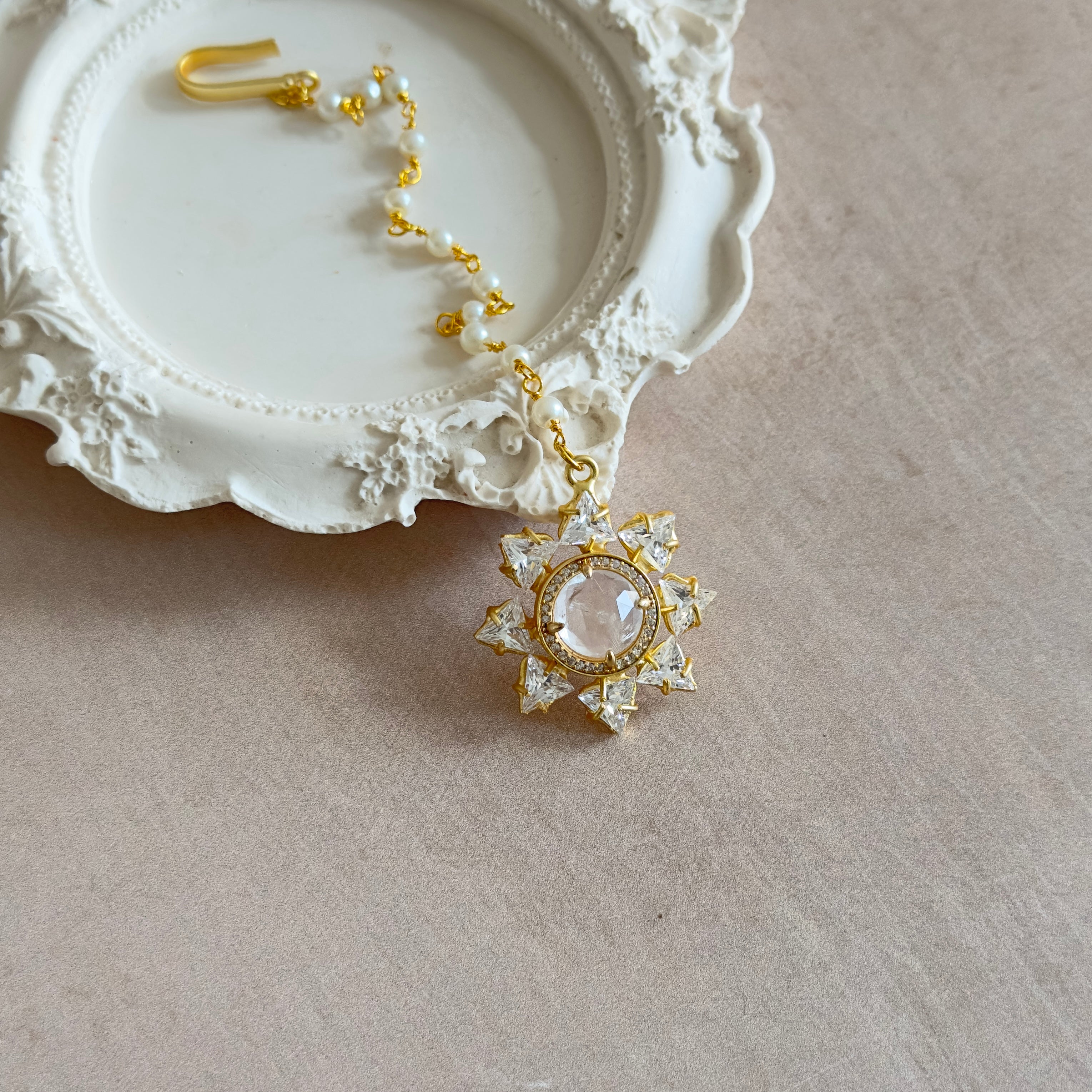 Starry White Crystal Tikka - Ahseya & Co