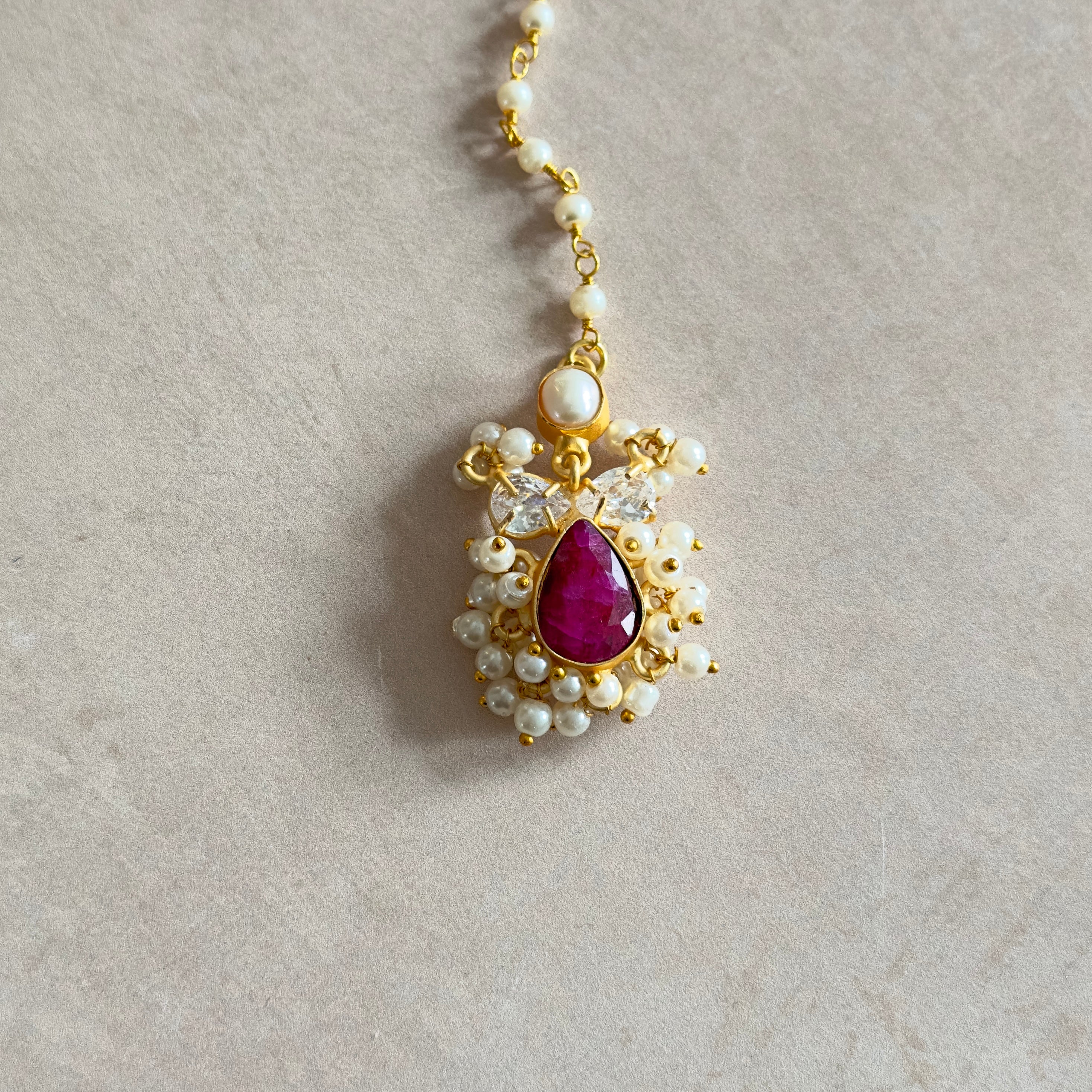 Ada Fuchsia Pearl Necklace set - Ahseya & Co