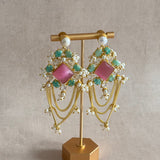 Dina Pink Pearl Drop Earrings