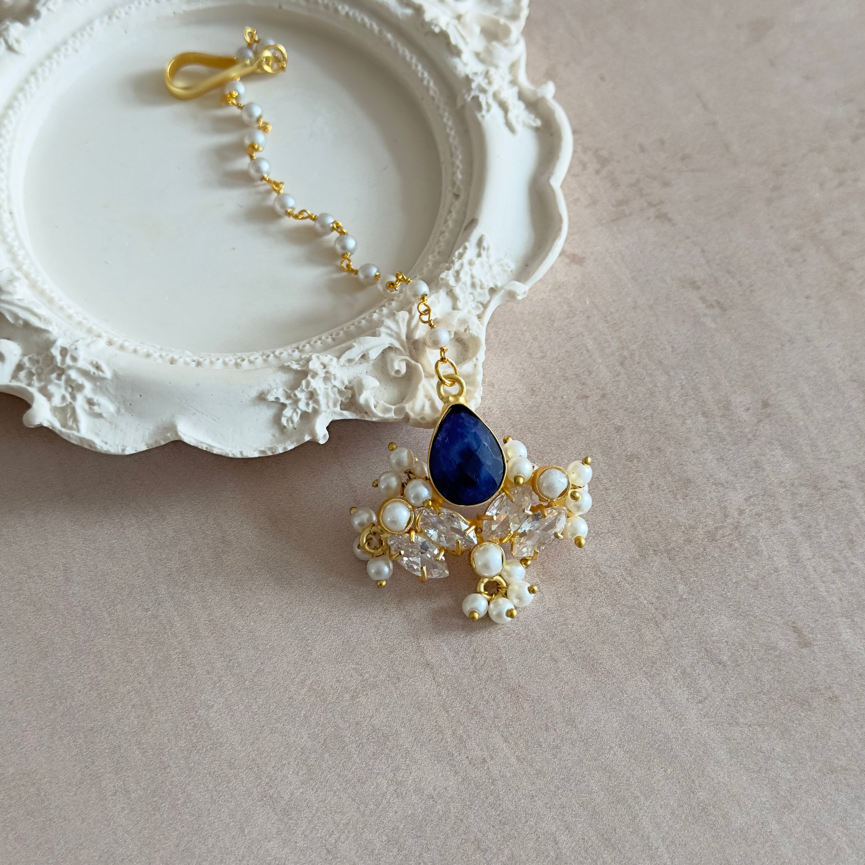 Ezri Navy Blue Tikka - Ahseya & Co