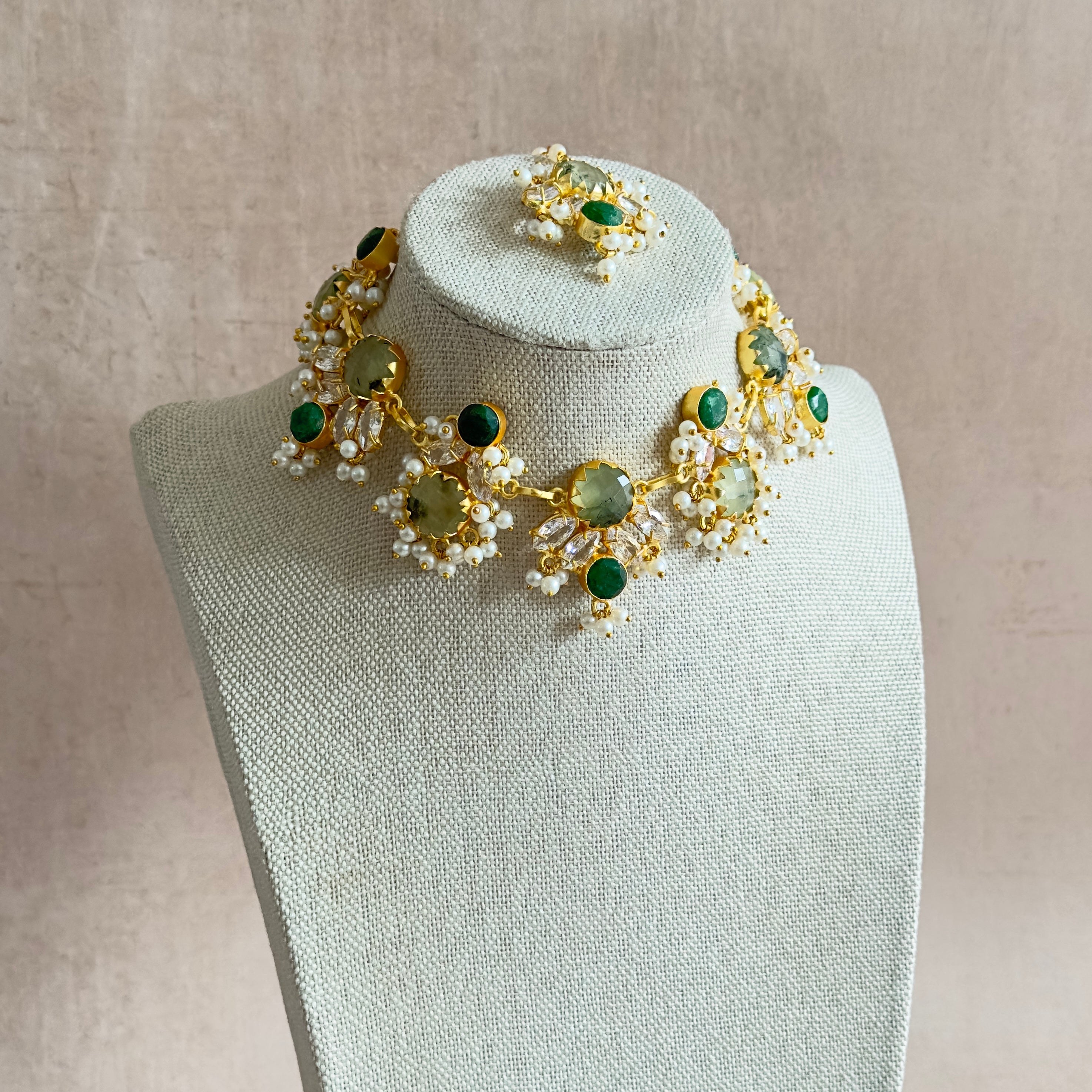 Dilnaz Green Necklace Set - Ahseya & Co