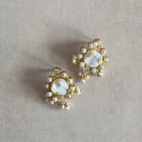 Daria Crystal Pearl Stud Earrings