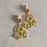 Meeta Fuchsia Statement Drop Earrings
