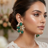 Sevilla Teal Green Kundan Stud Earrings - Ahseya & Co