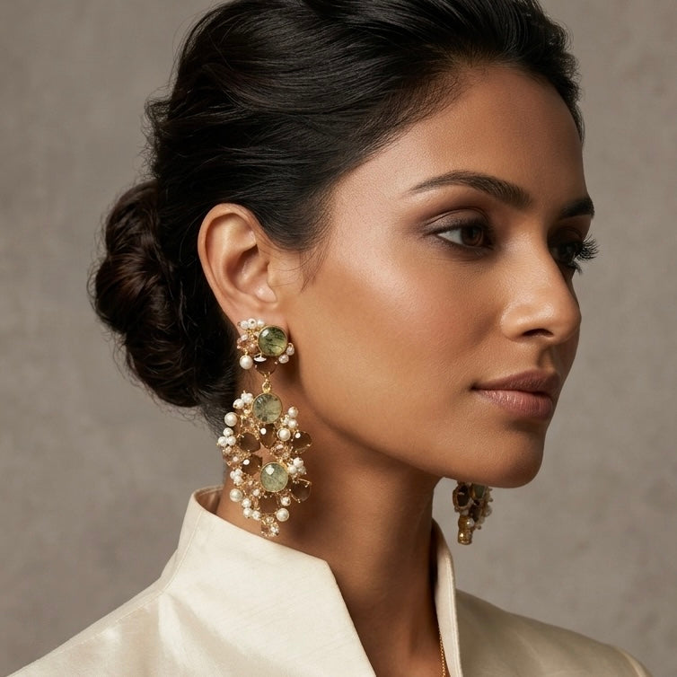 Celeste Espresso Olive Drop Earrings - Ahseya & Co