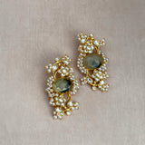 Celina Olive Kundan Stud Earrings