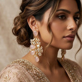 Dania Pink Kundan Drop Earrings