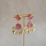 Mila Pink Crystal Drop Earrings - Ahseya & Co