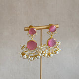 Mila Pink Crystal Drop Earrings - Ahseya & Co