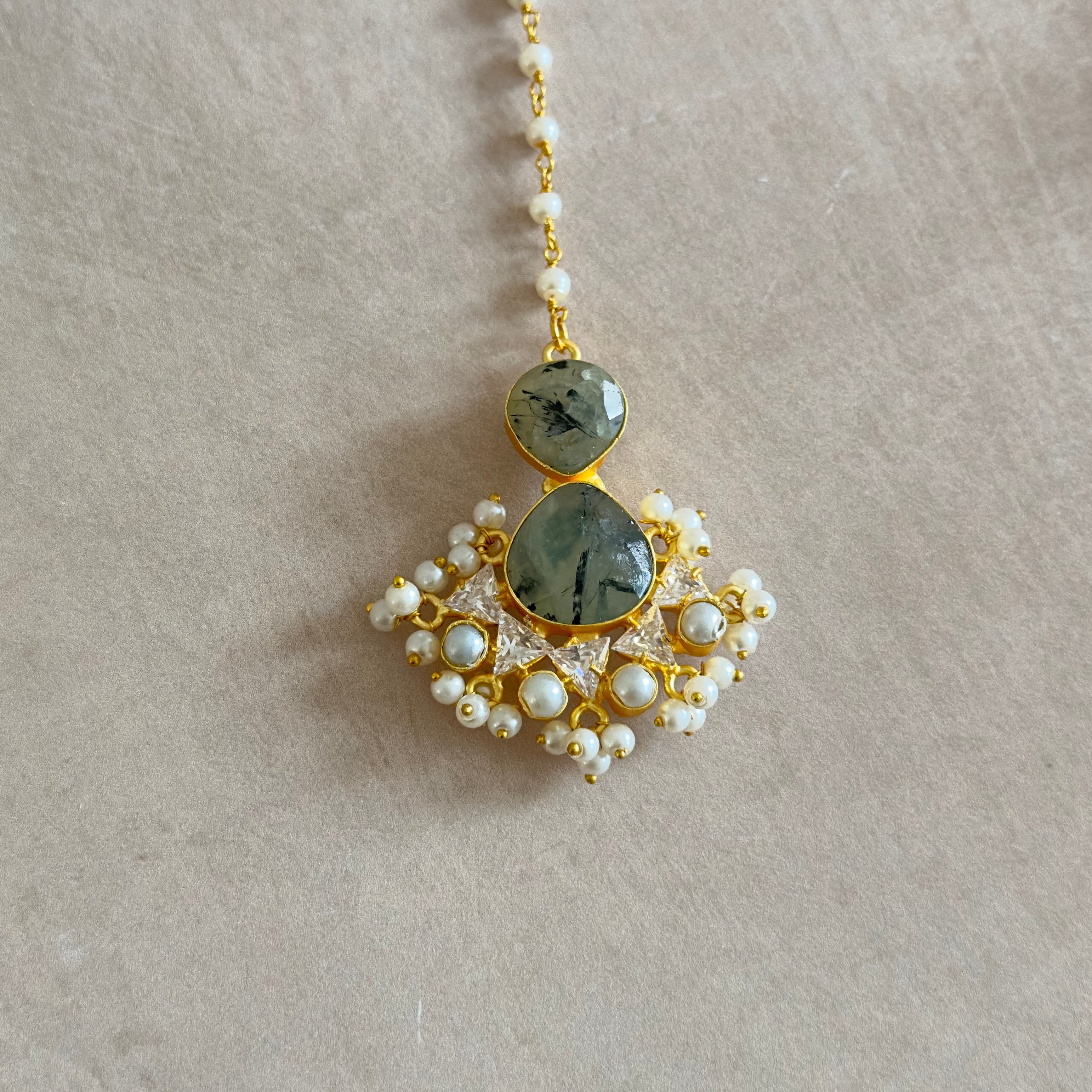 Emani Smokey Olive Crystal Necklace Set - Ahseya & Co
