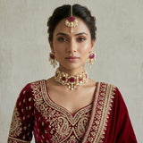 Khawla Fuchsia Pearl Choker Set - Ahseya & Co