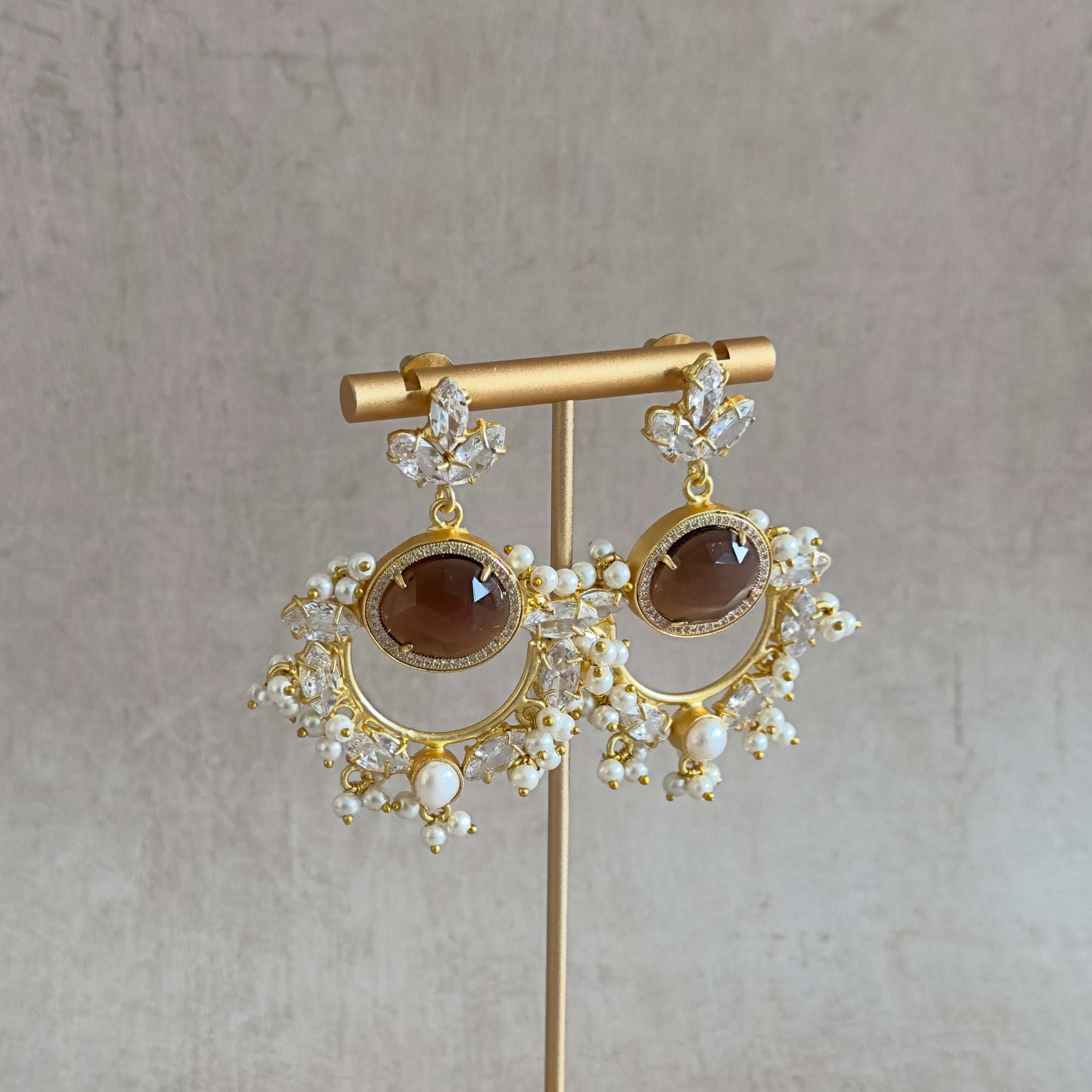 Jasmine Brown Crystal Earrings - Ahseya & Co