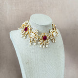 Maliha Maroon Pearl Choker Set