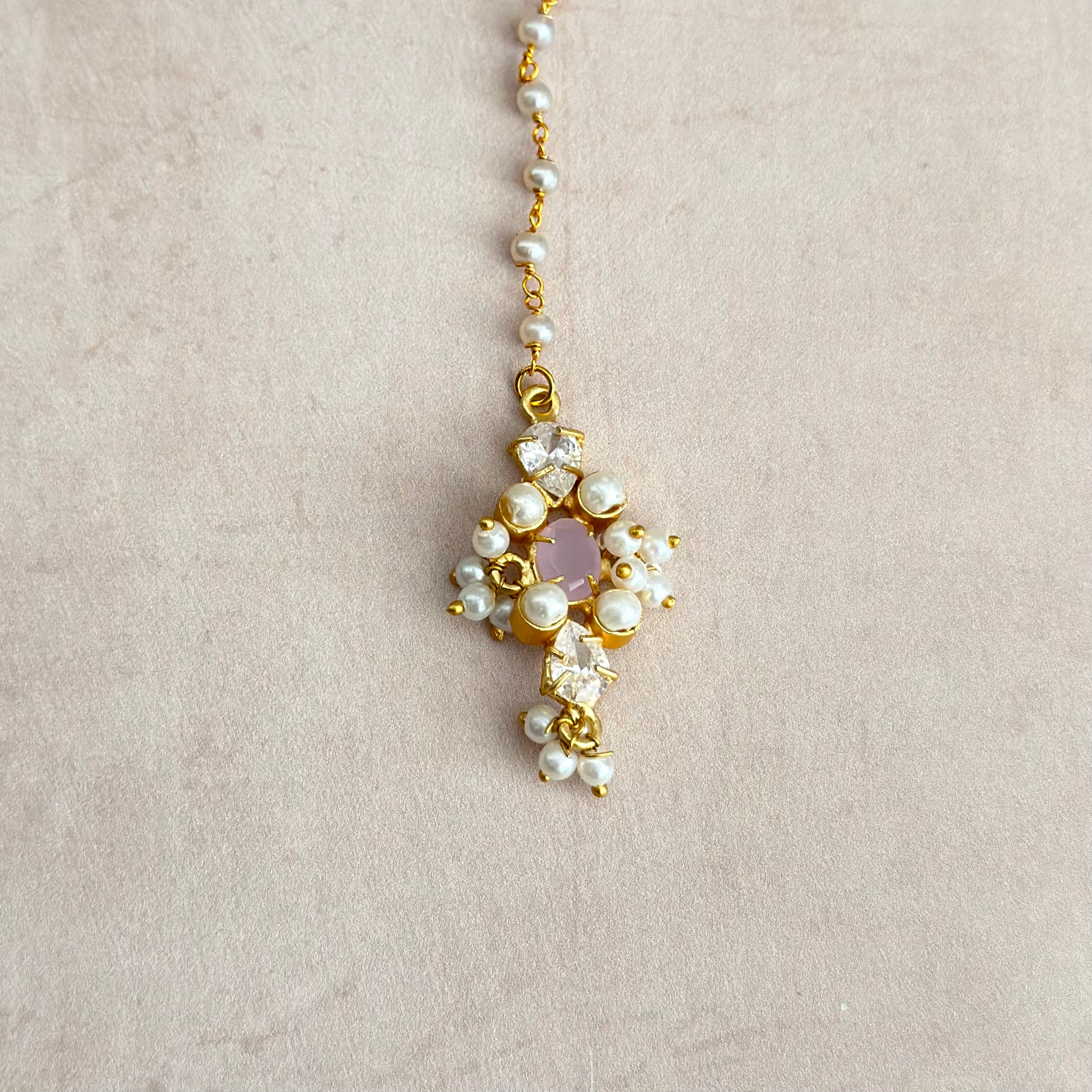 Qamara Pink Crystal Choker Set - Ahseya & Co